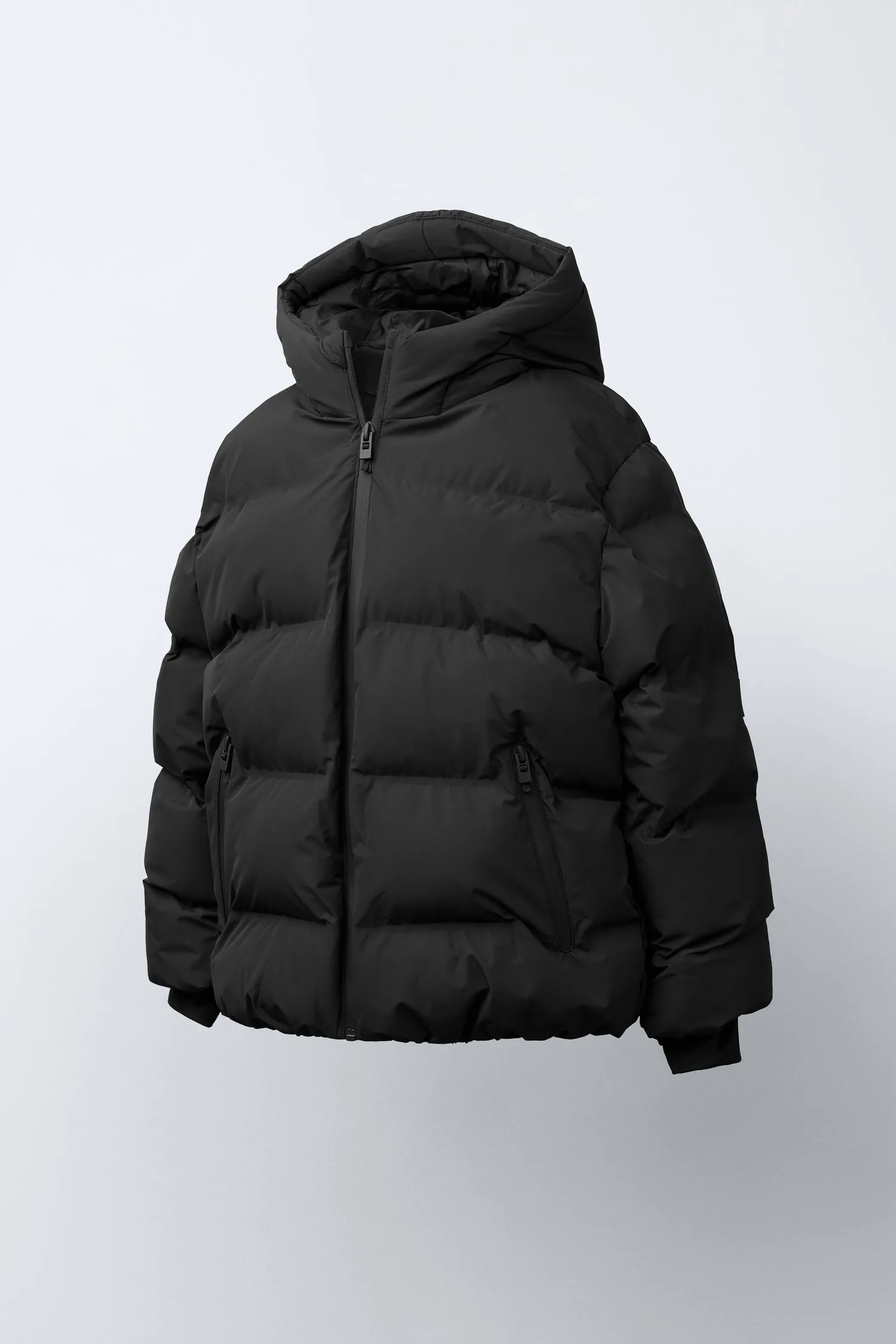 Водоотталкивающее стеганое пальто с этикеткой Zara, черный — фото 2