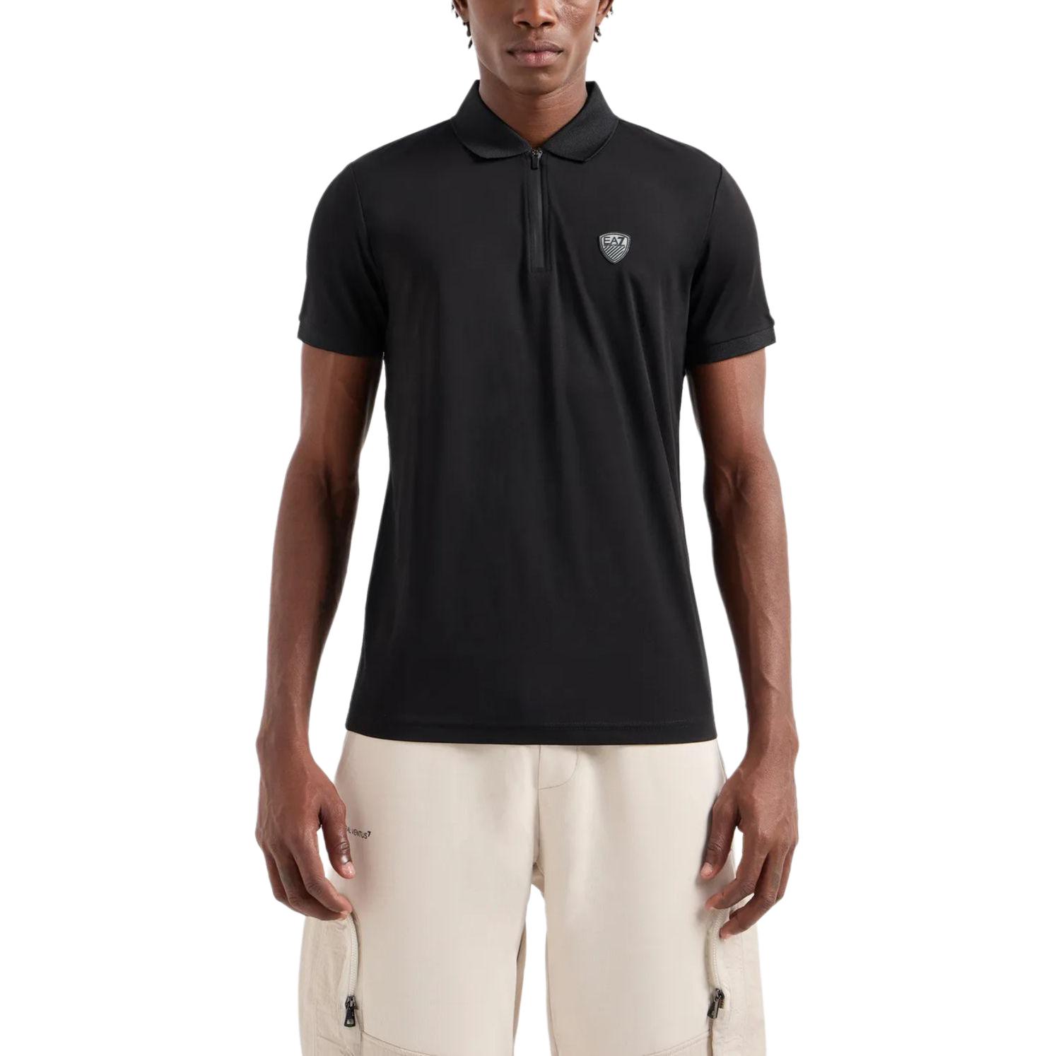 Поло с молнией до половины и нашивкой Ea7 EMPORIO ARMANI, черный — фото 4