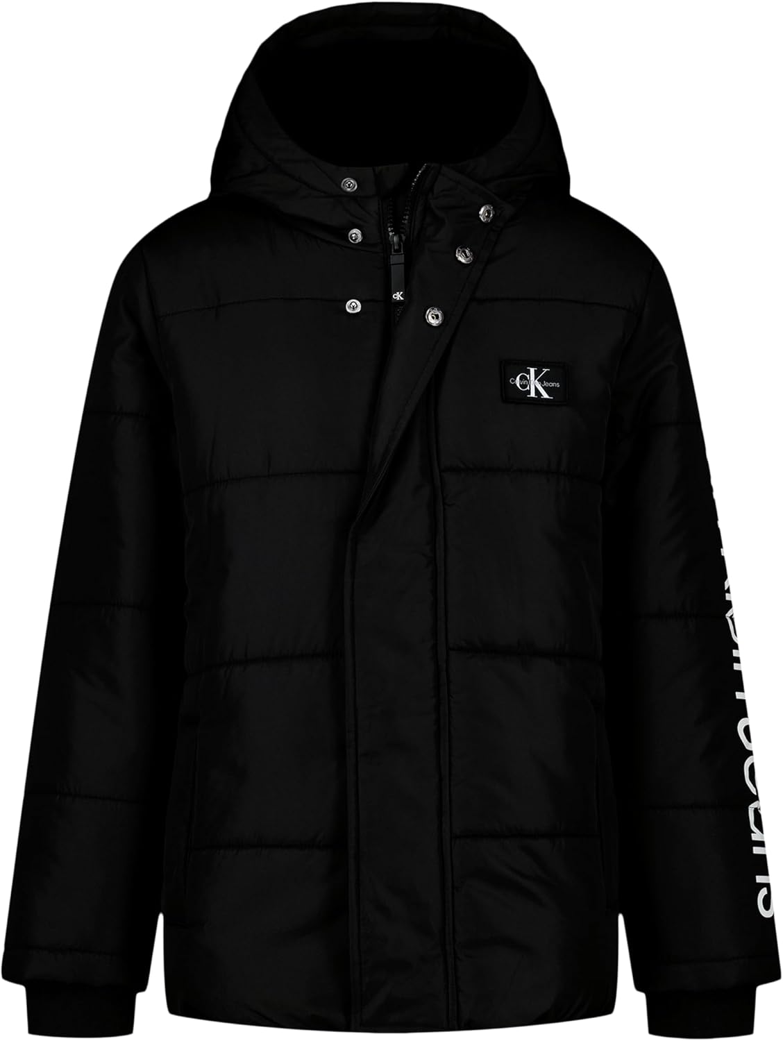 

Плотная куртка-бомбер Calvin Klein для мальчиков с капюшоном и флисовой подкладкой, Wordmark Black