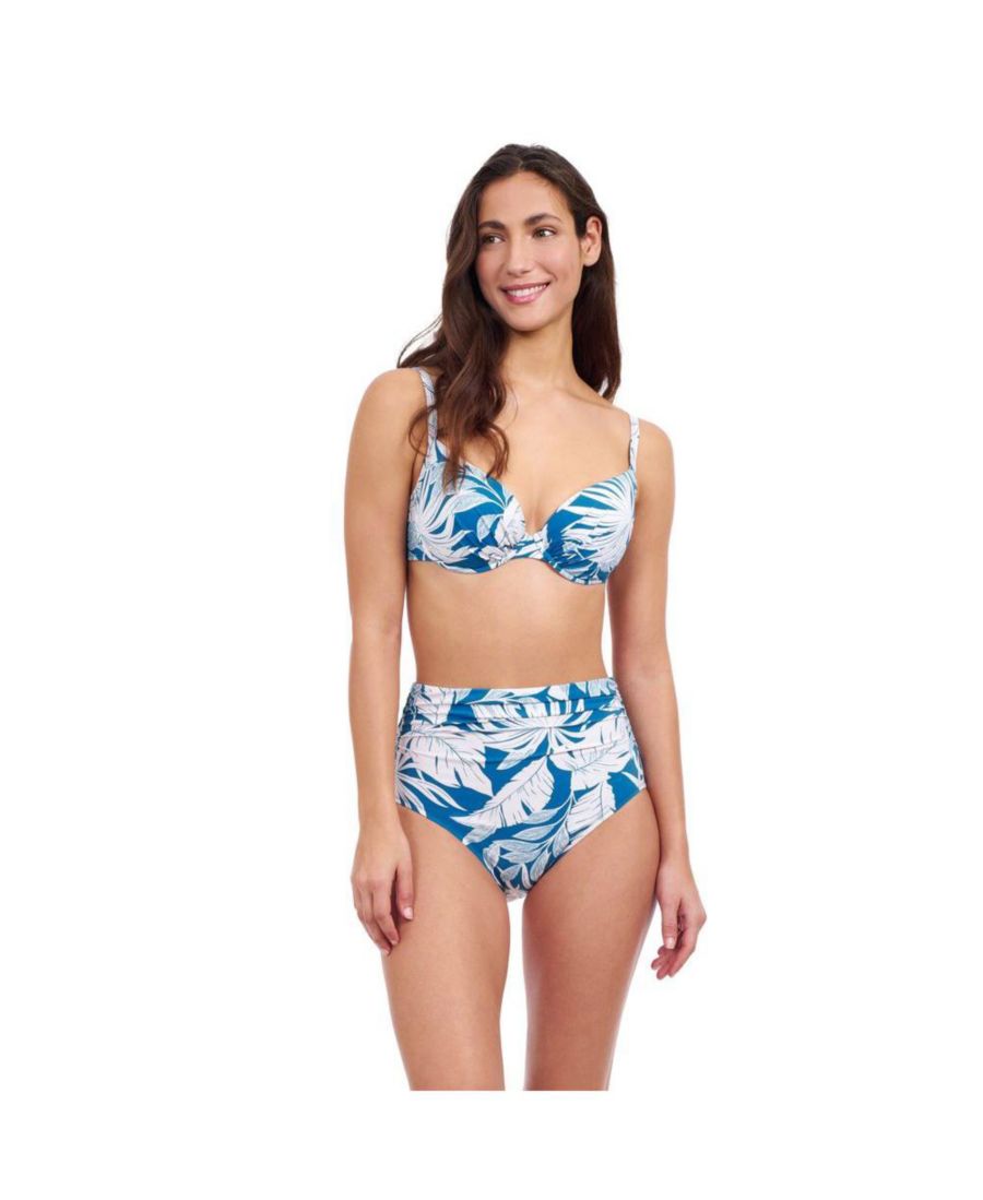 

Женский бикини-топ Malaya D Cup на косточках, бюстгальтер размера D Profile by Gottex, Teal white