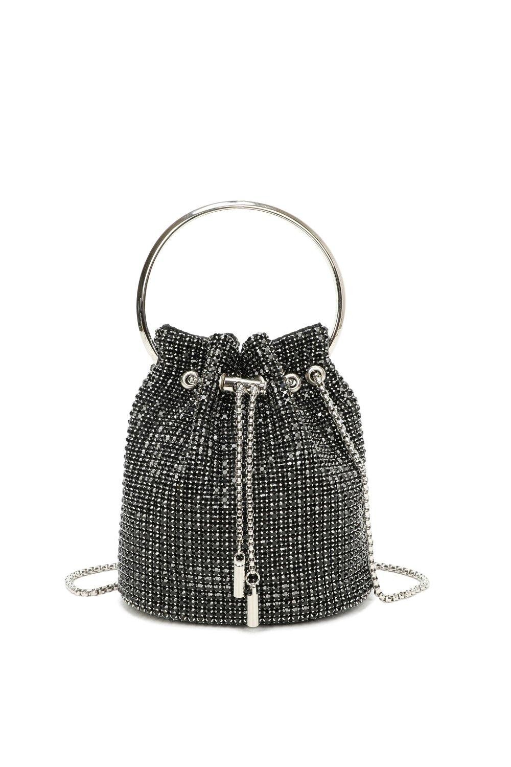 

Вечерняя сумка-клатч Mond с ручкой в ​​форме полумесяца и бриллиантами Fontanella Fashion, черный