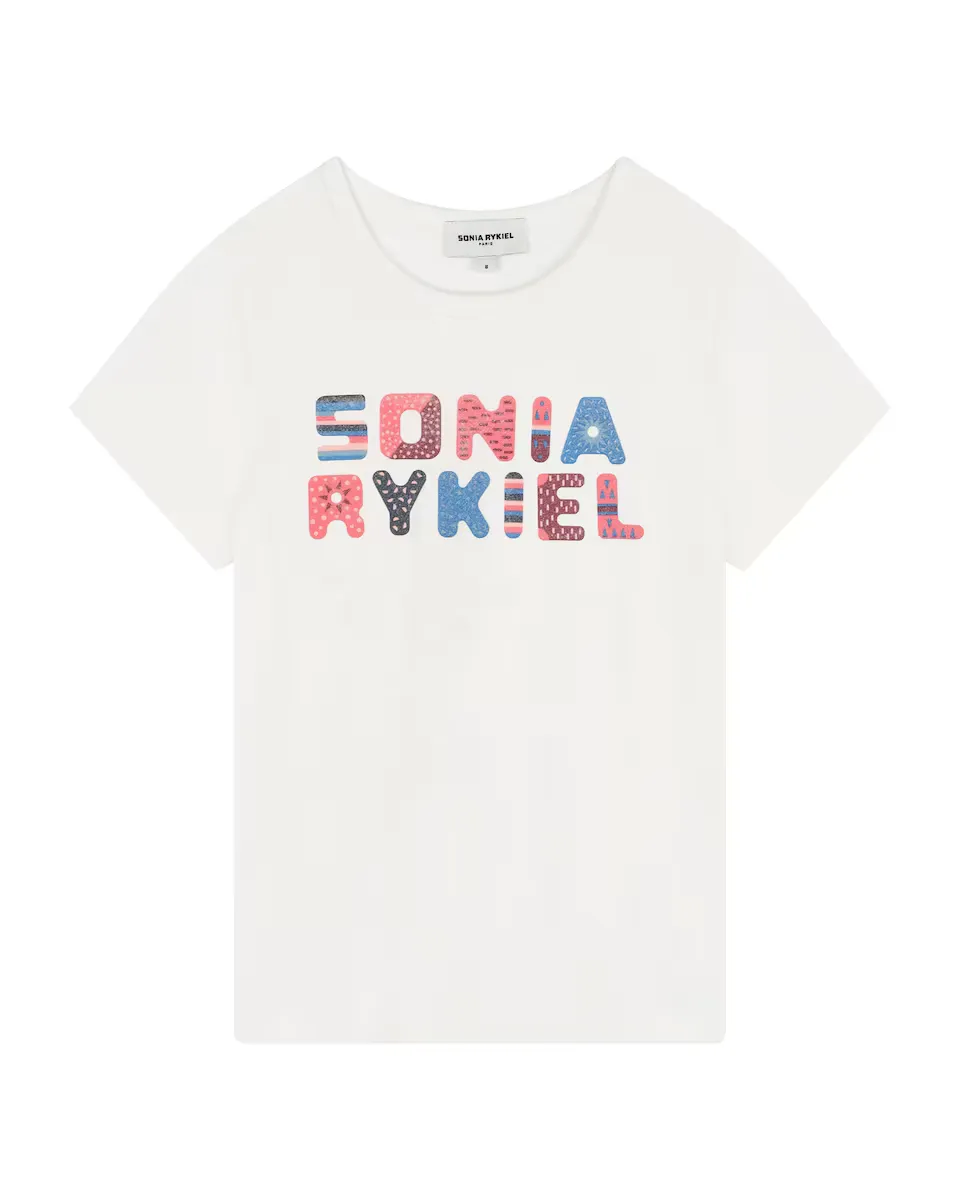 

Футболка для девочек с короткими рукавами из 100% хлопка Sonia Rykiel, белый