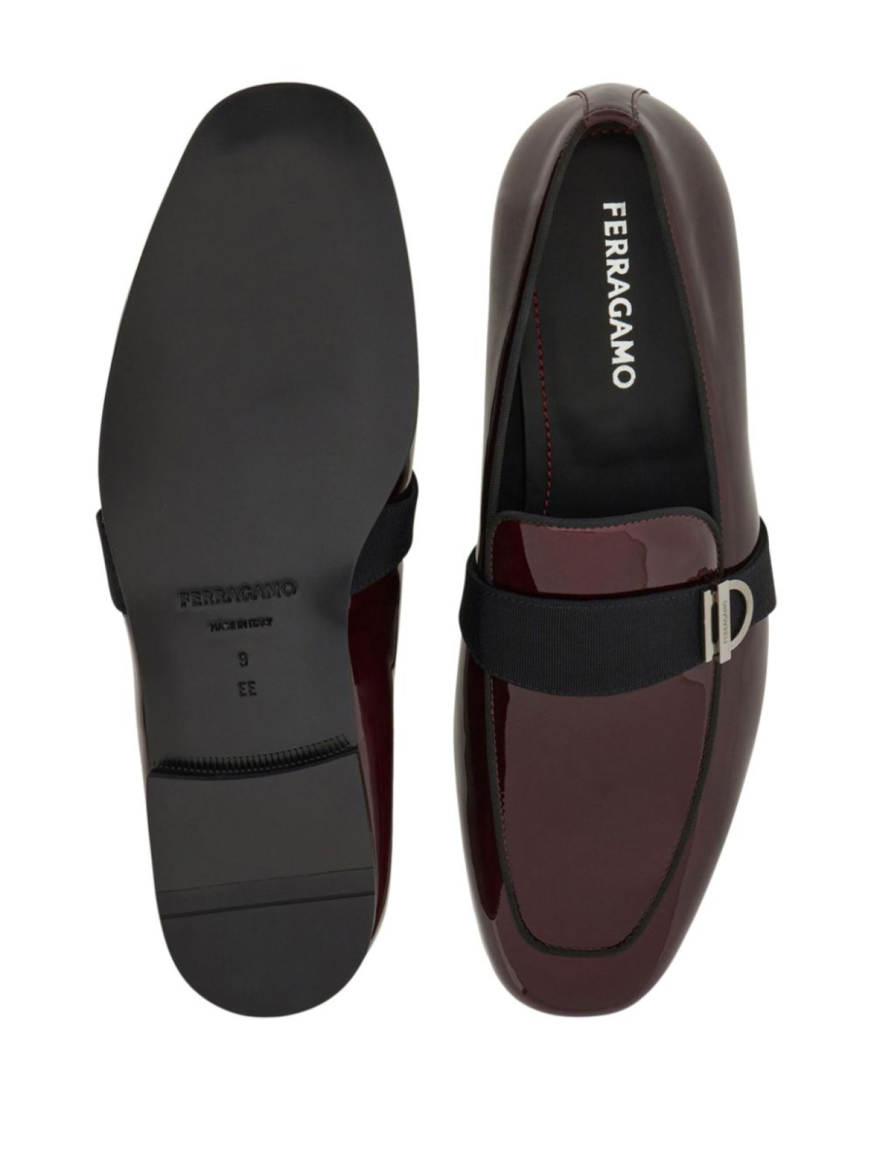 Ferragamo лакированные лоферы с пряжкой Gancini, красный — фото 4
