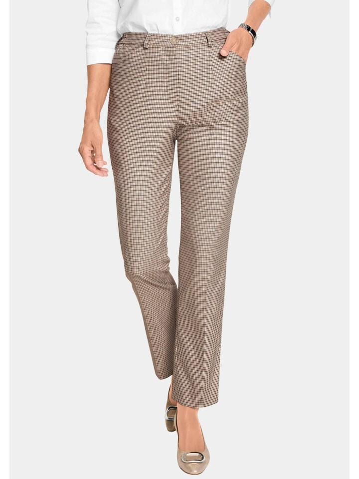 

Тканевые брюки GOLDNER Carla, цвет beige/schwarz/kariert