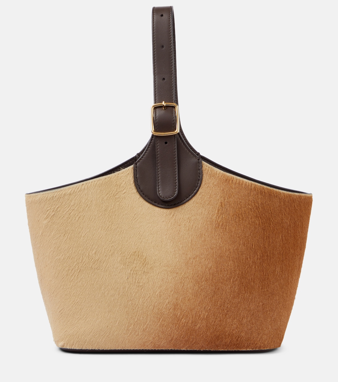 

Сумка-ведро из телячьей кожи с бахромой Loro Piana, Caramel-Honey-Dark C