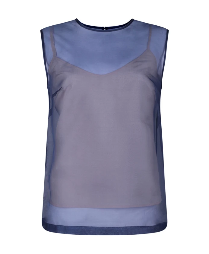 

Синий топ без рукавов с круглым вырезом P.A.R.O.S.H., синий