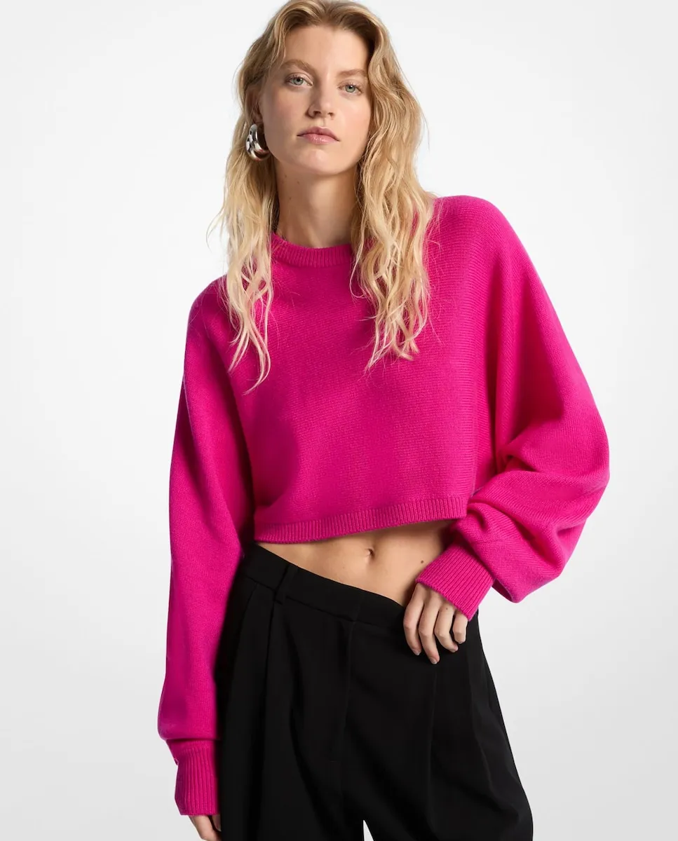 

Короткий женский шерстяной свитер Michael Michael Kors, фуксия