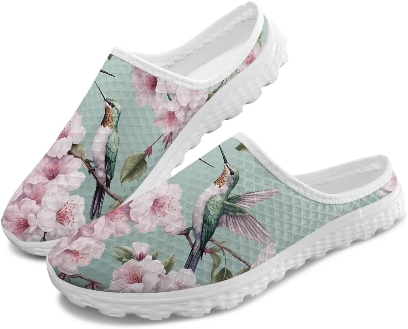

Женские мюли и сабо Tomeusey, садовая обувь, кроссовки без задника - летние сетчатые тапочки с противоскользящей подошвой, обувь для прогулок на улице, Hummingbird Flower-7