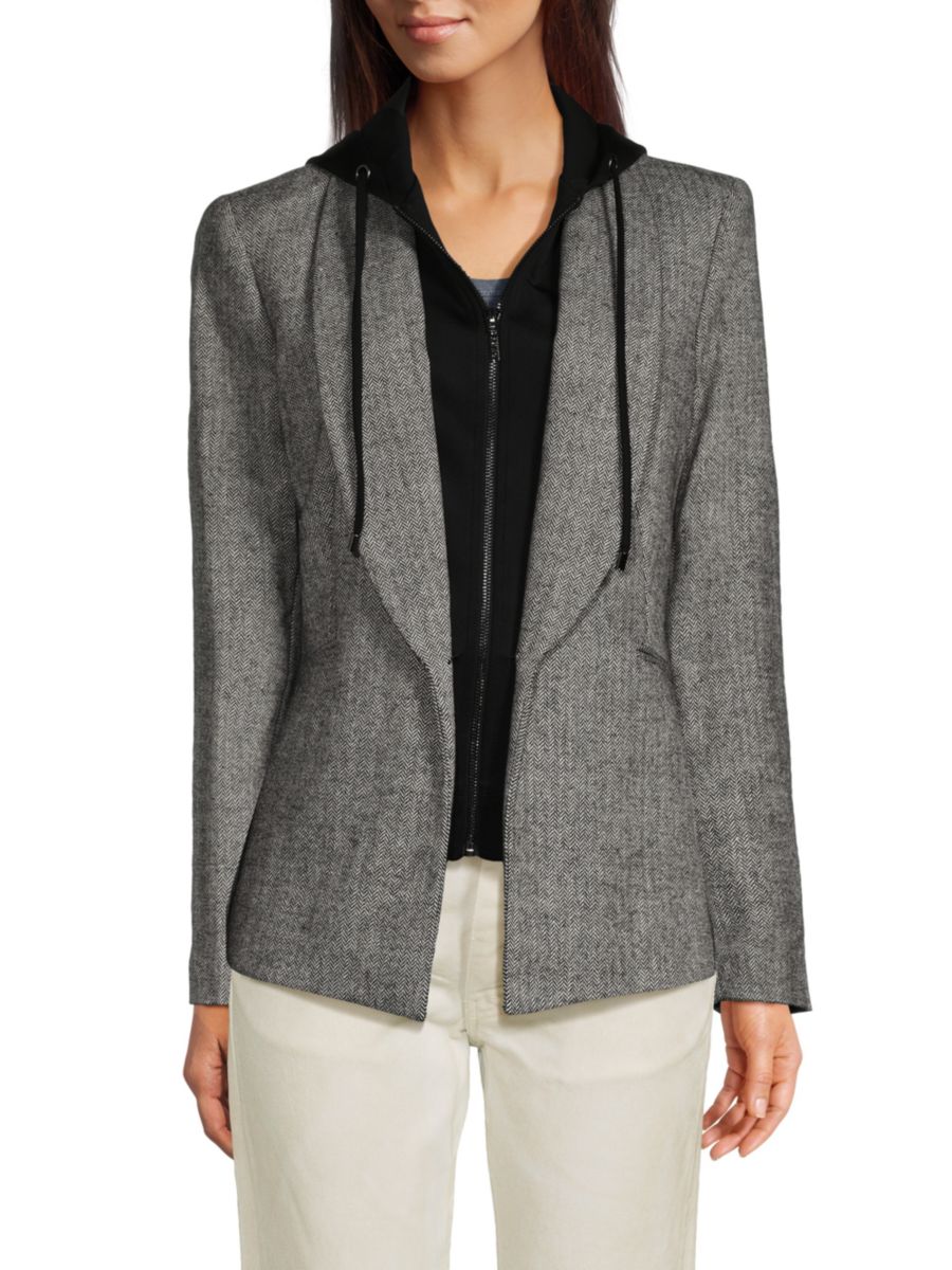 

Куртка с капюшоном в ёлочку DKNY, черный