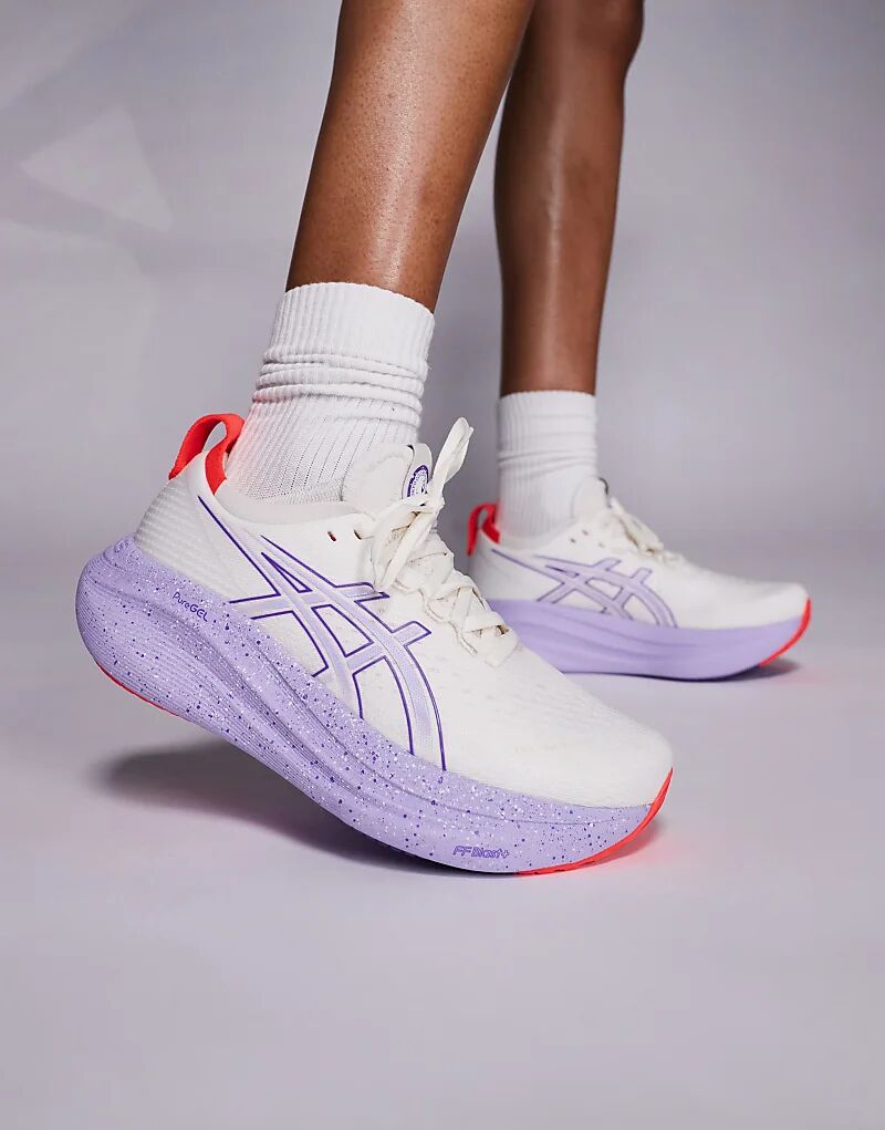 Кроссовки для бега Asics Gel-Nimbus 27 Tokyo в бежево-фиолетовом цвете — фото 4