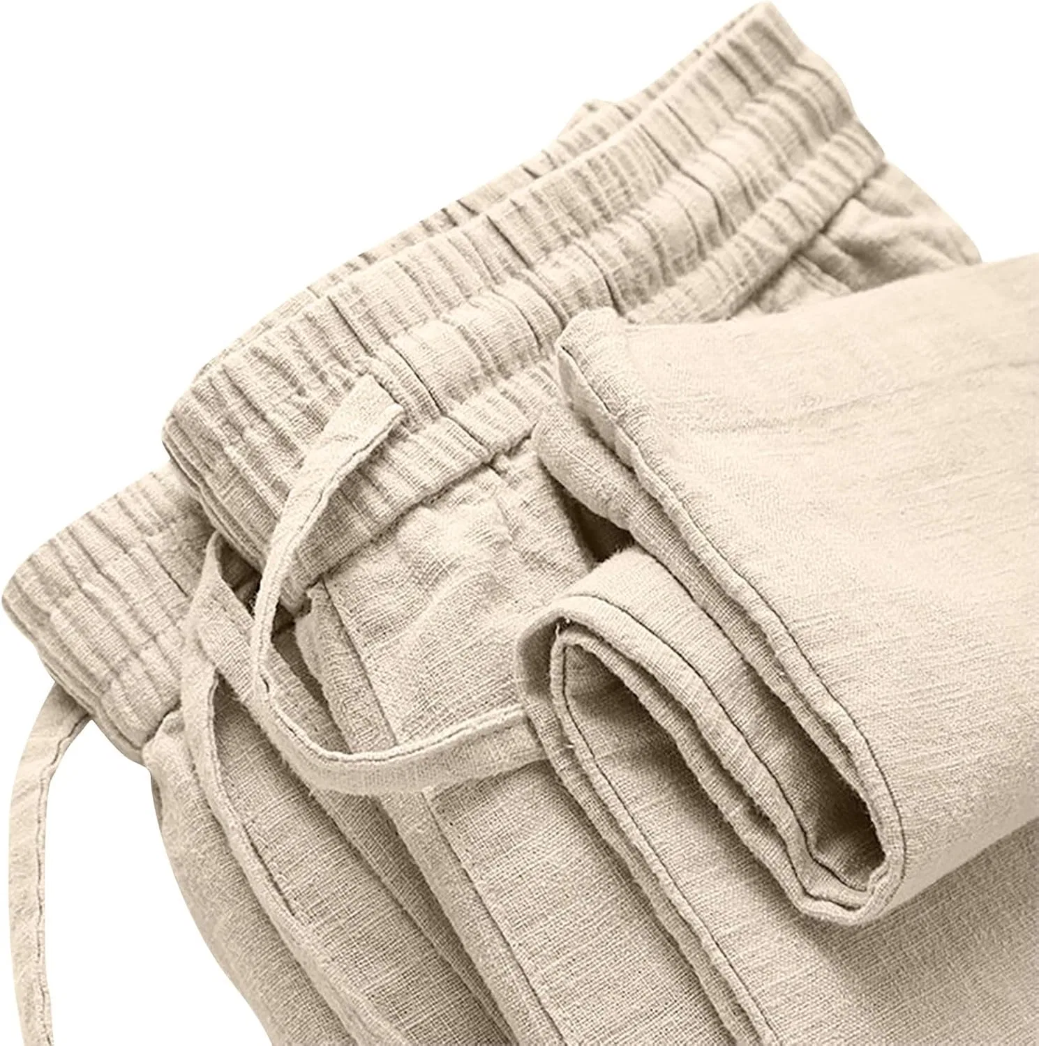 Женские широкие брюки палаццо из льна и хлопка, Khaki — фото 4