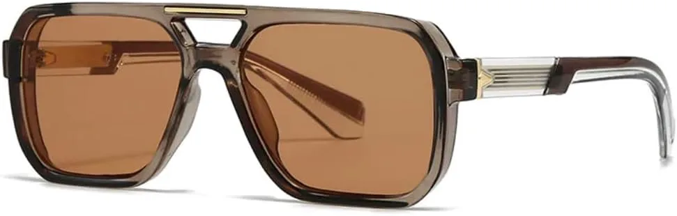 

Ретро-солнцезащитные очки с двойной перемычкой для женщин, роскошные, желейного цвета, повседневные очки для мужчин, защита от УФ-излучения UV400 TKKTLLT, Tea