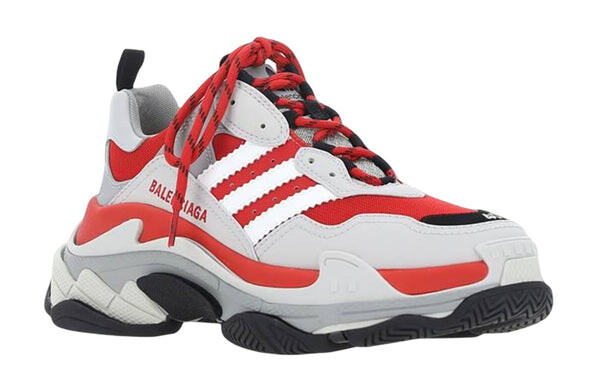 Кроссовки x adidas triple s sneakers 'white grey red' Balenciaga, серый — фото 2