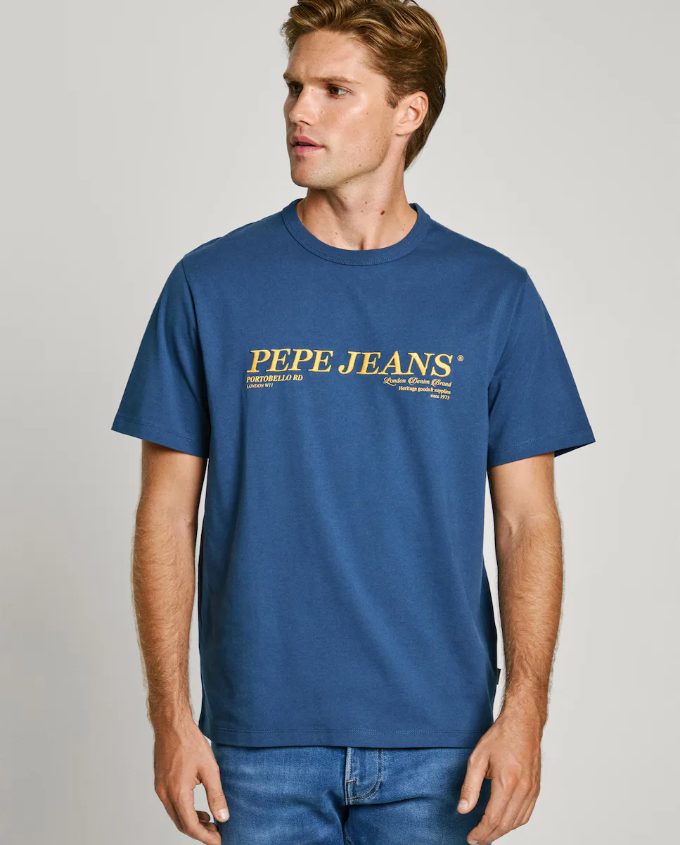 

Мужская футболка с коротким рукавом и принтом Pepe Jeans, синий