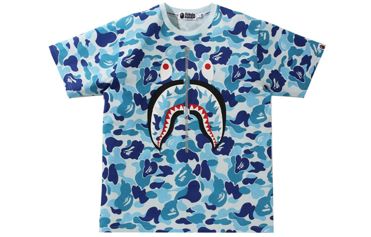 

Футболка BAPE Big ABC Camo Shark синяя A Bathing Ape, красный