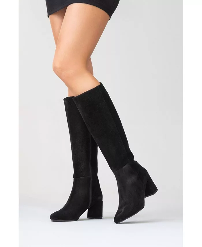 Кожаные ботинки до колена Sejas на квадратном каблуке (женские) Forever & Always Shoes, черный — фото 2
