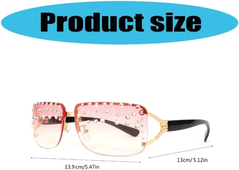 

Солнцезащитные очки без оправы со стразами, солнцезащитные очки для пляжа и лета, модные женские очки для путешествий, показов и музыкальных фестивалей Generic, C