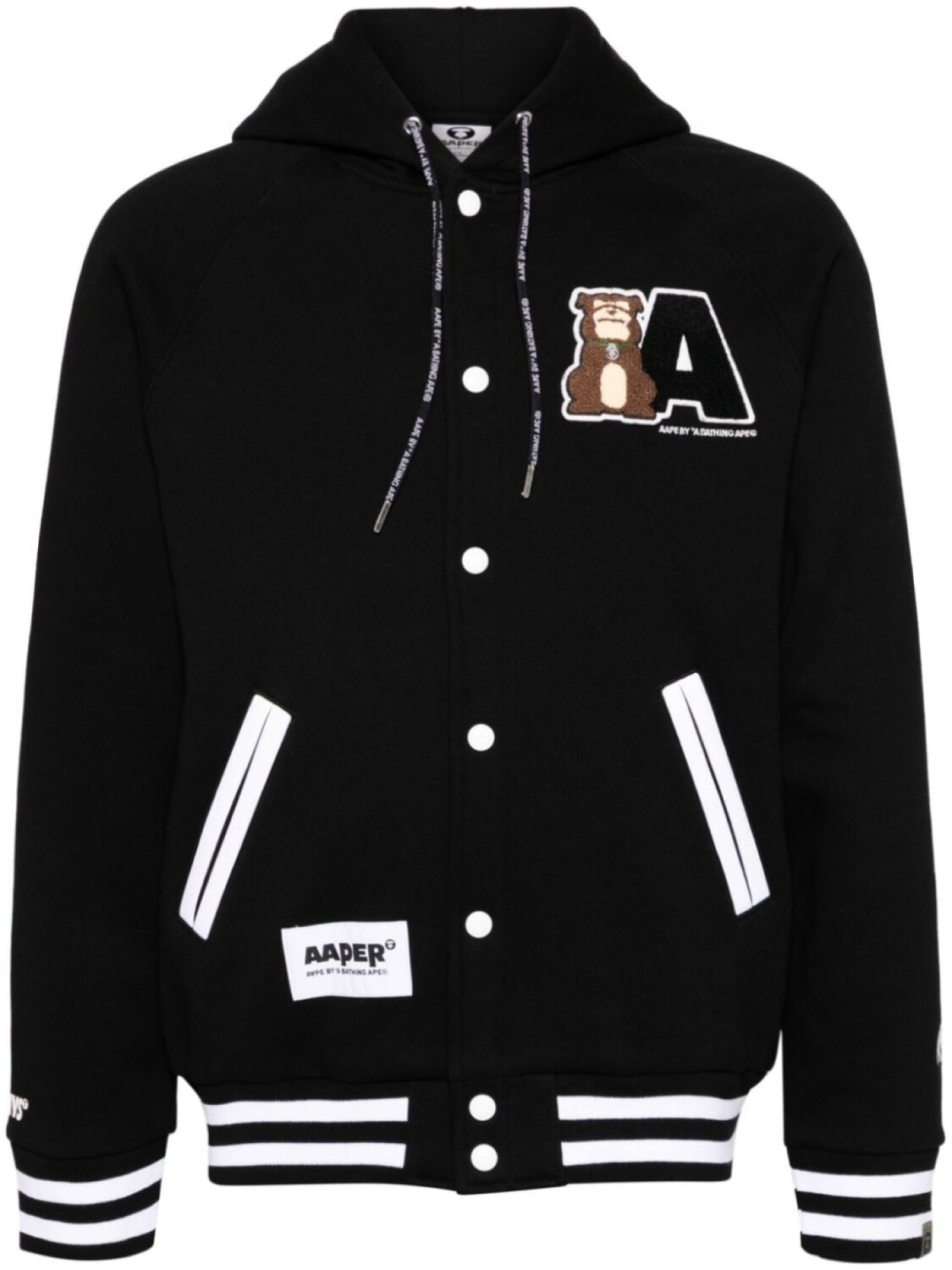

AAPE BY *A BATHING APE куртка с капюшоном и нашивкой-логотипом, черный