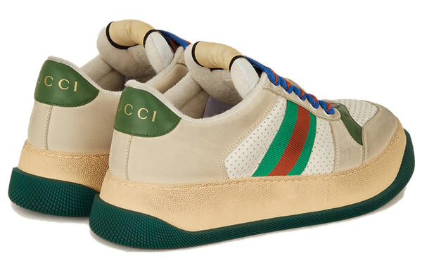 Кроссовки screener gg leather sneakers 'beige green blue' Gucci, бежевый — фото 4