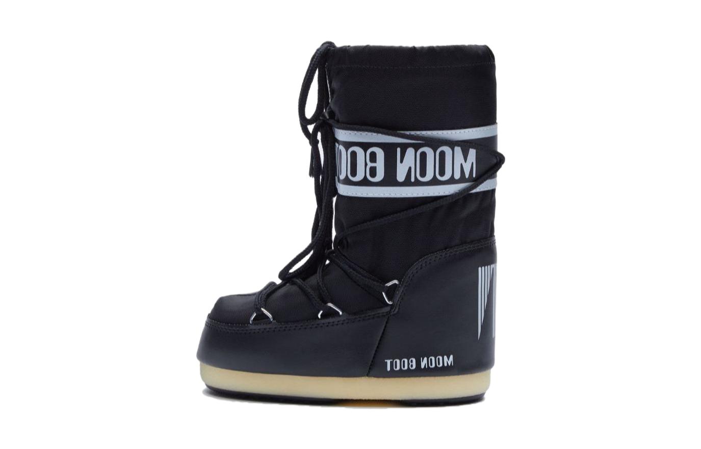 Детские шнурованные лого снежные ботинки Moon Boot, черный — фото 3