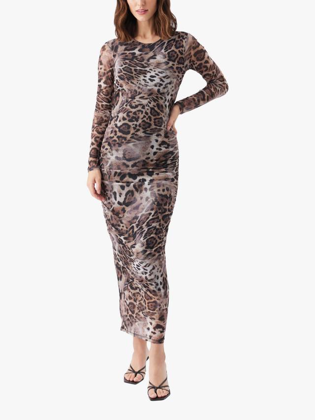 

Платье-миди саванна с принтом животных и сетчатыми вставками Ripe