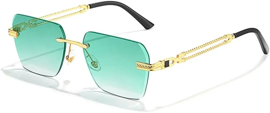 

Мужские солнцезащитные очки без оправы с металлическим каркасом, женские солнцезащитные очки с градиентной защитой от УФ-излучения UV400 HDUBFY, C04 Green