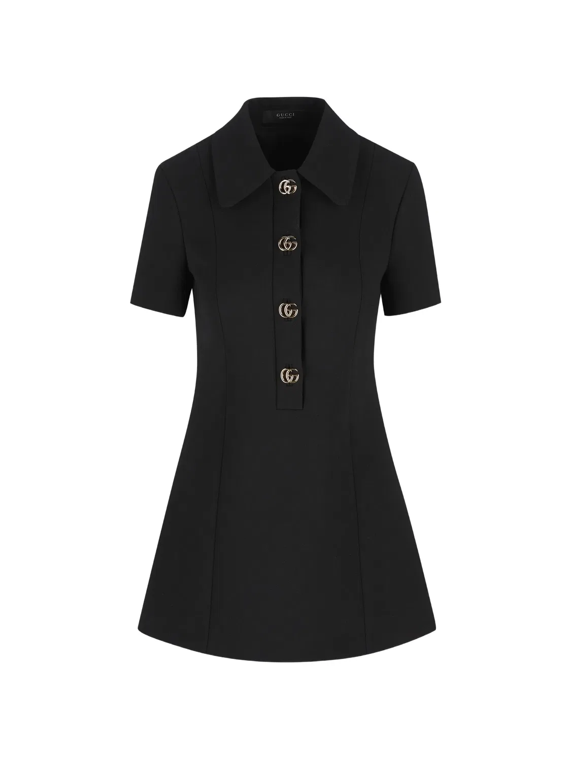 Шерстяное платье мини с логотипом Double G Gucci, черный