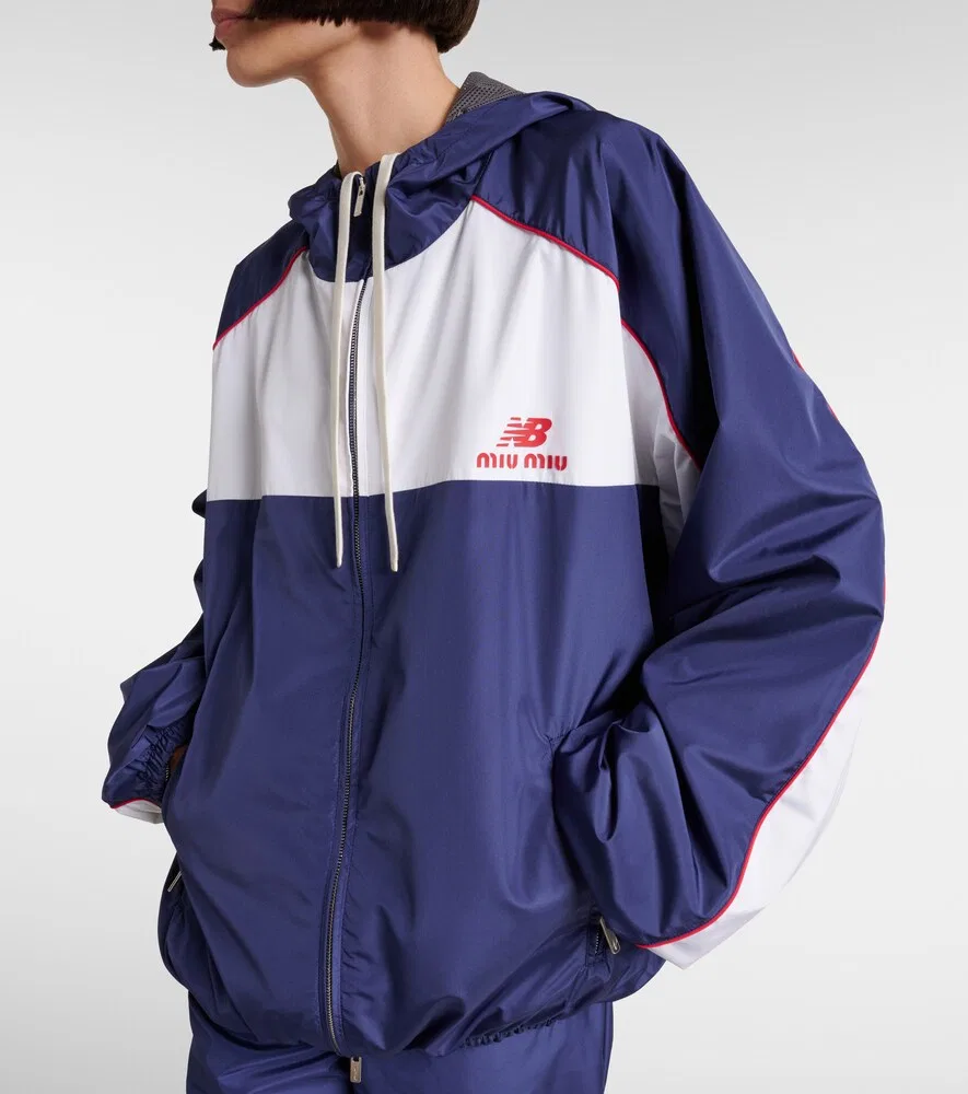 Спортивная куртка New Balance из поплина Miu Miu, синий — фото 3