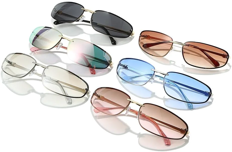 

HaoLMi - Женские винтажные серебристые очки «кошачий глаз», мужские панк-очки с защитой от УФ-излучения, модные солнцезащитные очки для вождения, Tea Pink