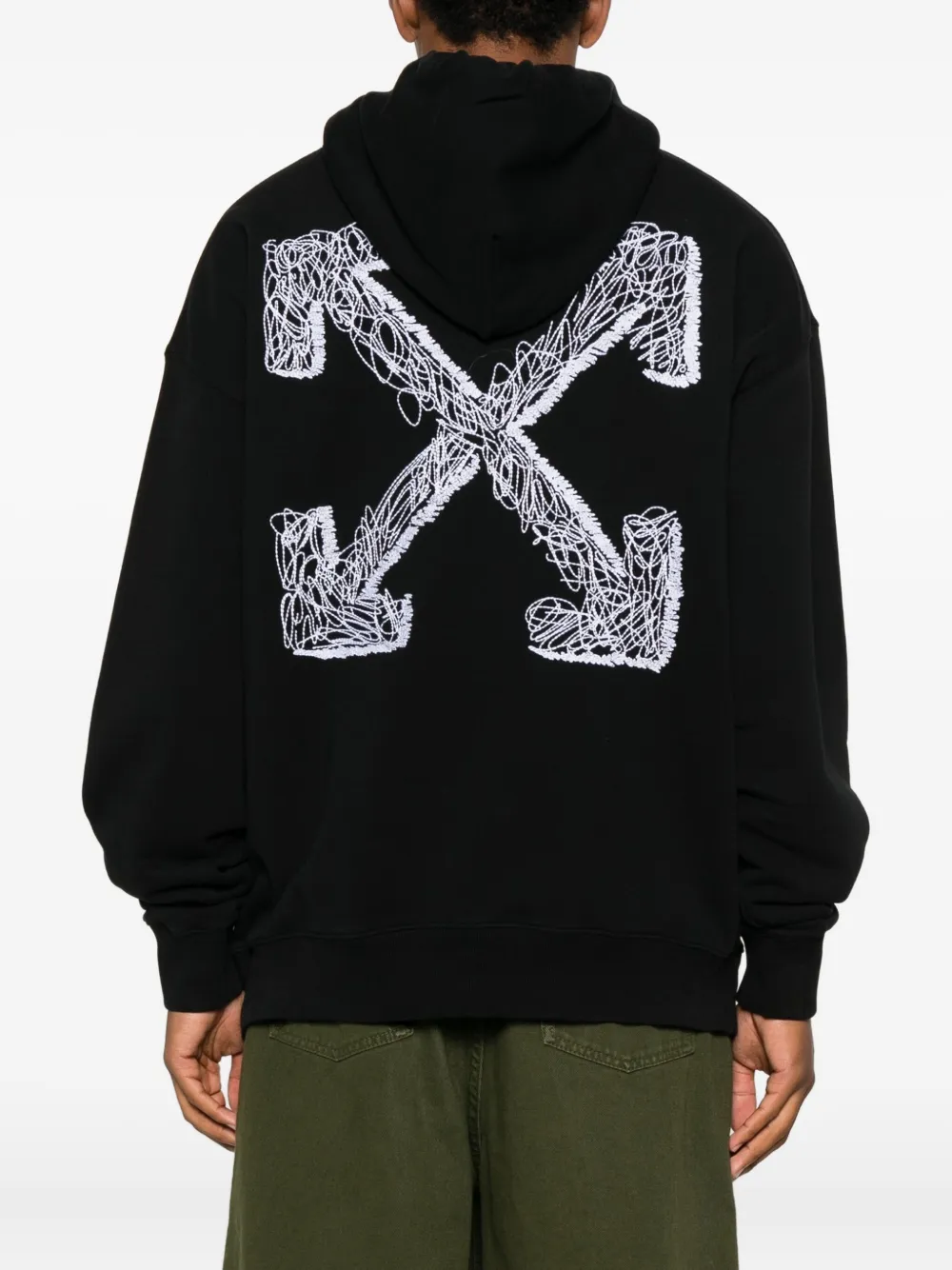 Худи с вышитым логотипом и кулиской Off-White, черный — фото 4
