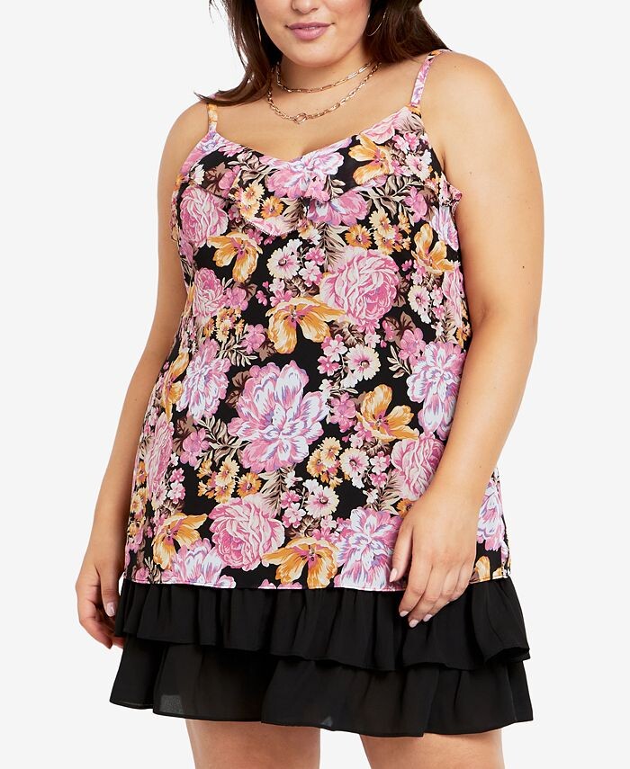 

Модный топ без рукавов с принтом Remy больших размеров City Chic, цвет Black Stella Floral