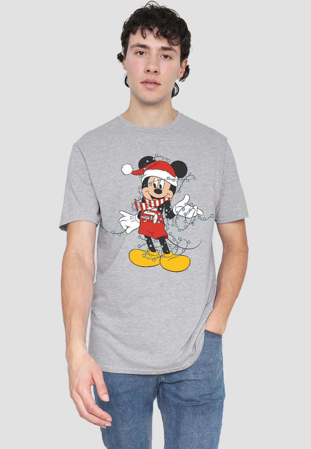 

Футболка с принтом DISNEY MICKEY MOUSE XMAS LIGHTS Disney, серый