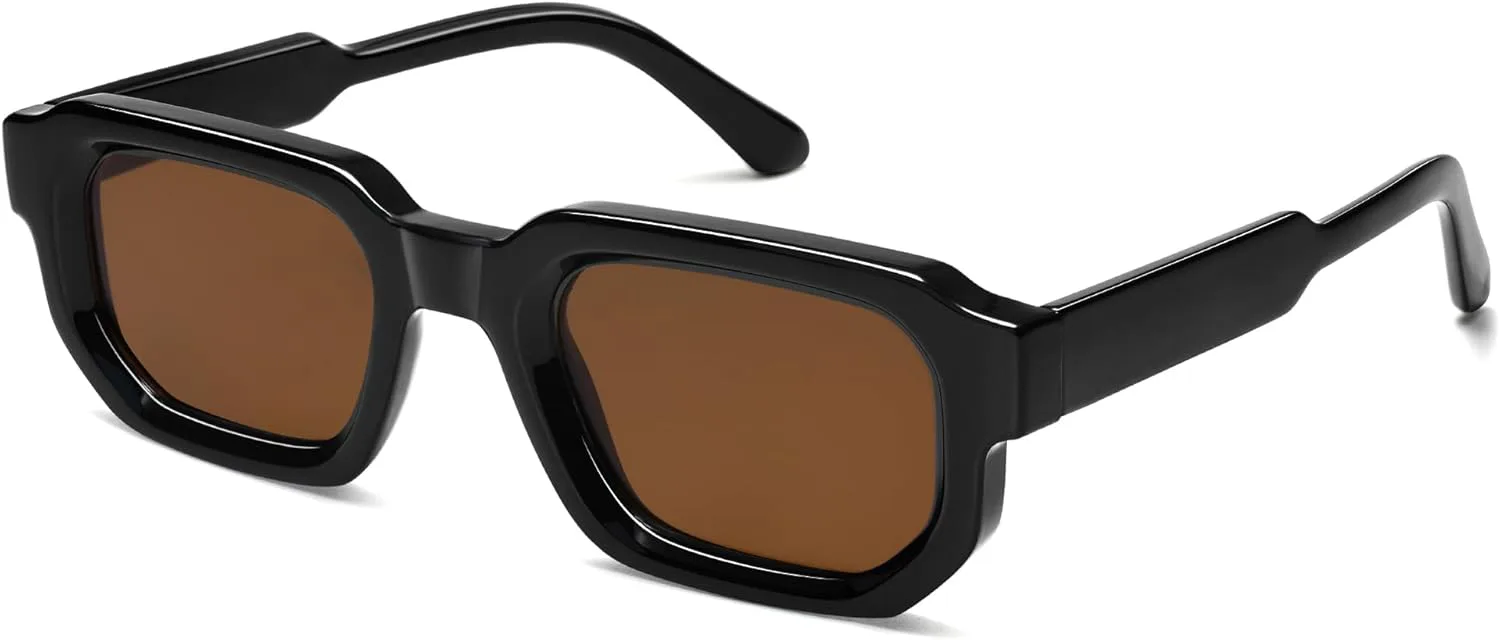 

Солнцезащитные очки VANLINKER Retro Small Chunky Rectangle для мужчин и женщин, винтажные, модные, квадратные, толстые, модель VL9823, C17-brown Lens/Black Frame