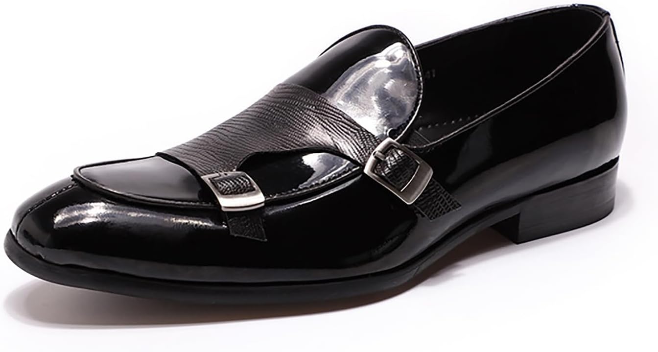

Мужские лоферы Santimon с формальным дизайном, из лакированной кожи, с двойной пряжкой, стиль 'монах'. Удобные модные повседневные лоферы-таксидо для мужчин, черный