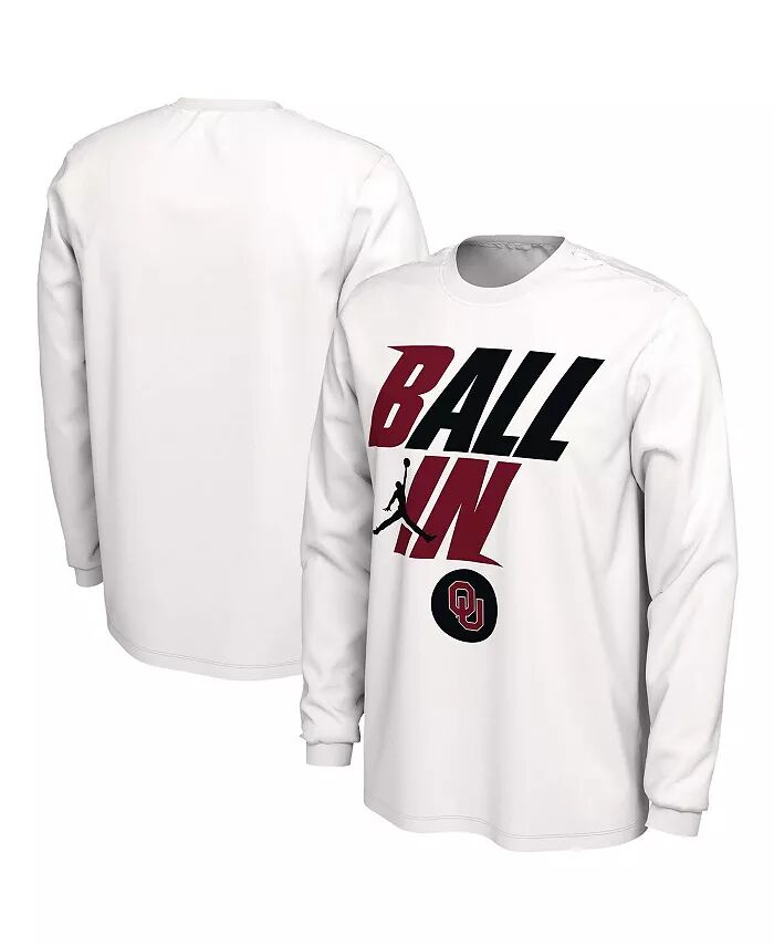

Мужская белая футболка Oklahoma Sooners Ball In Bench с длинным рукавом Jordan