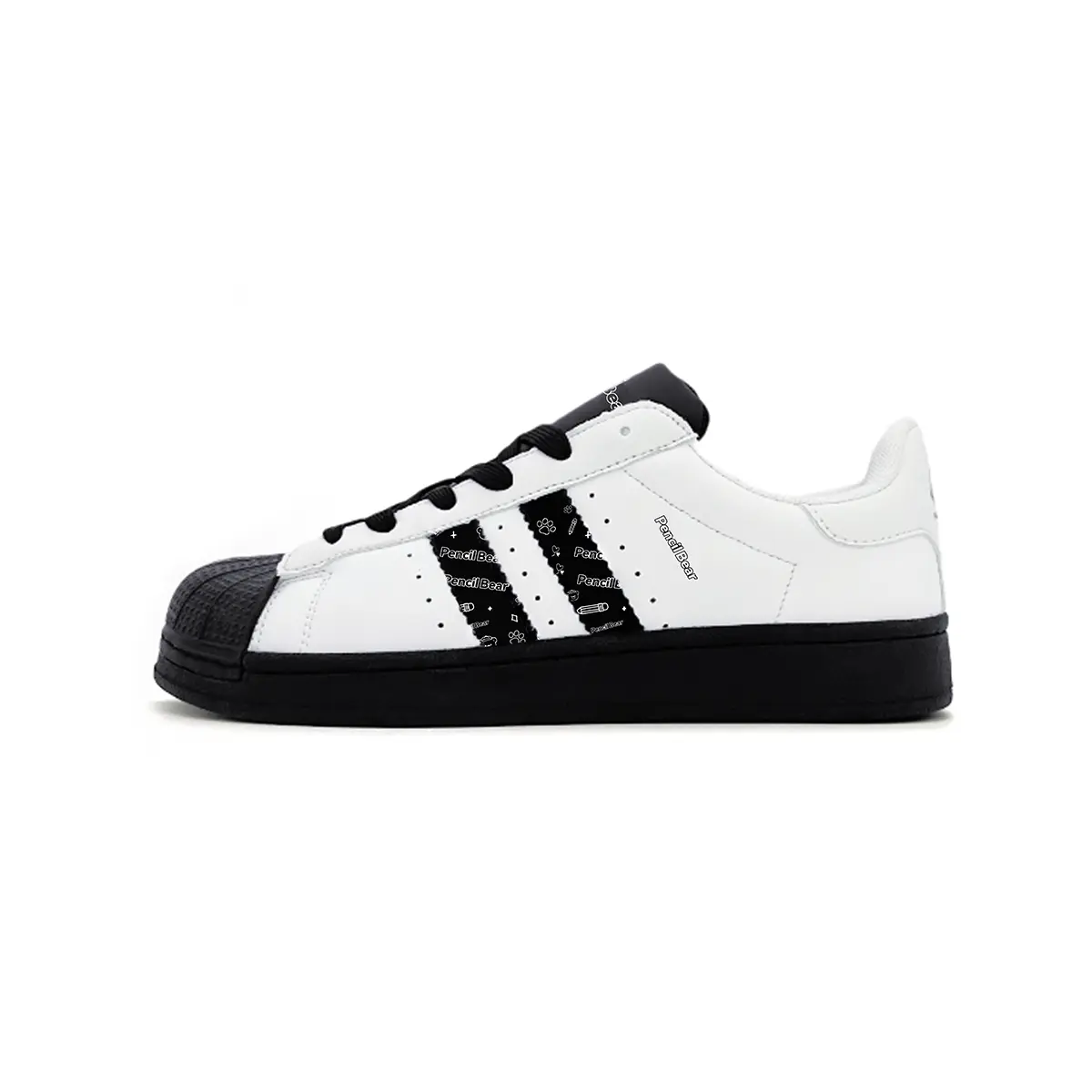 

PENCIL BEAR Износостойкие легкие дышащие лоу-топ скейтбордские кроссовки унисекс белый черный, цвет White Black