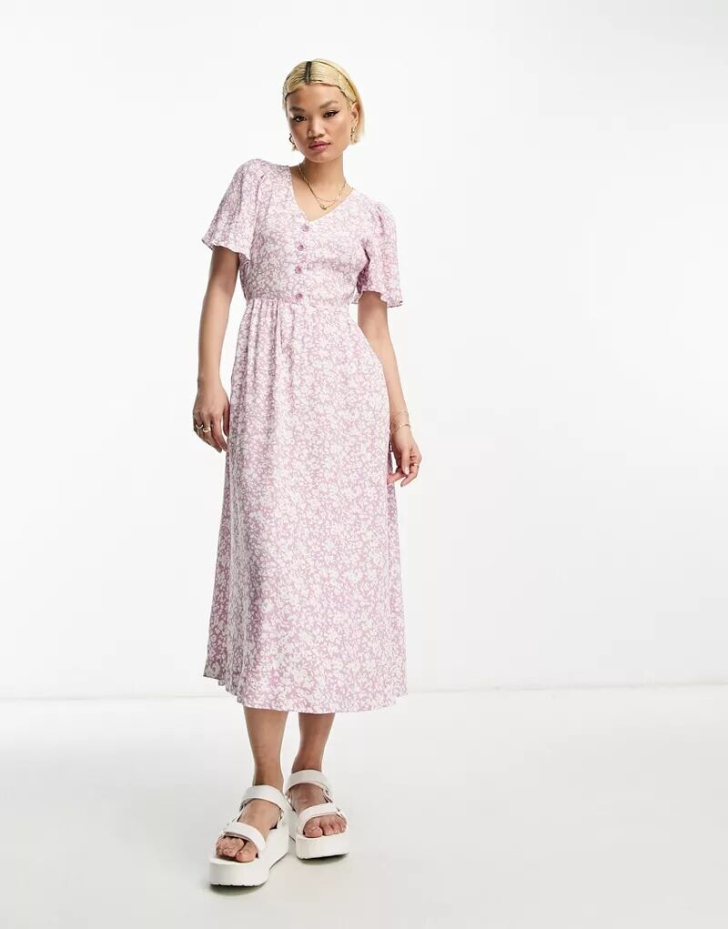 

Платье миди с развевающимися рукавами и ярким цветочным принтом & Other Stories