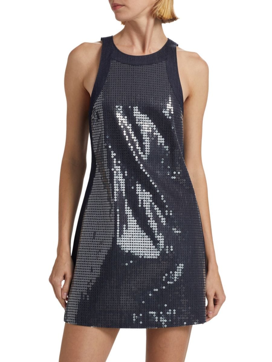 

Мини-платье из денима Skyla с пайетками Cinq à Sept, цвет Indigo Clear