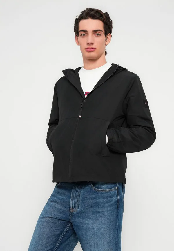 Куртка с капюшоном и застежкой-молнией в тон, межсезонная куртка. Tommy Hilfiger, Black — фото 4