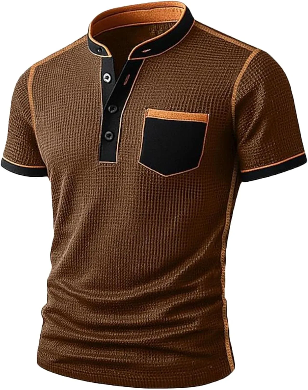 

Мужская футболка Henley Waffle с коротким рукавом Slim Fit и карманом