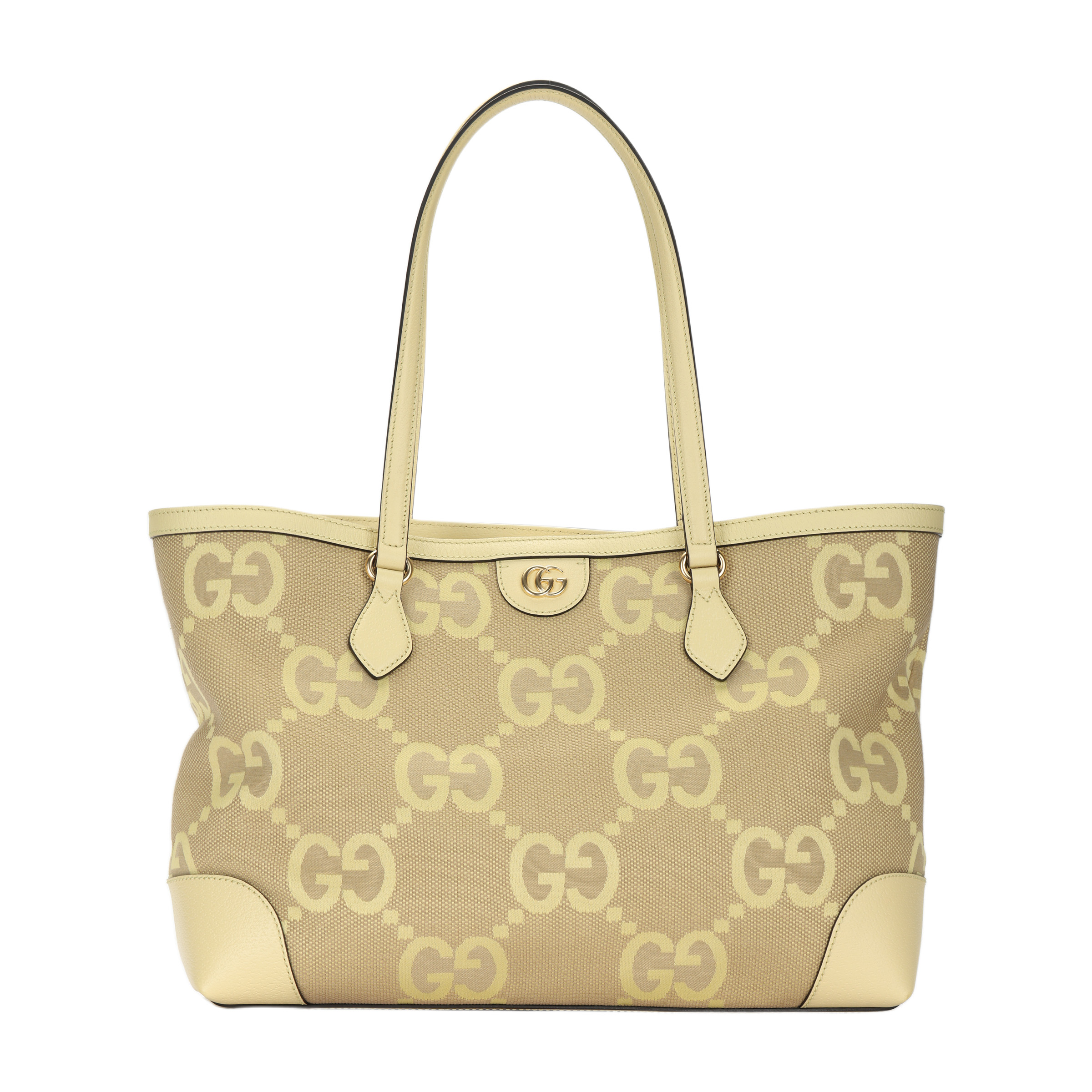 

GUCCI Сумка-шоппер Ophidia Canvas с кожаной сумкой-тоут, сумка для покупок, холщовая сумка, женская сумка среднего размера, бежево-желтого цвета