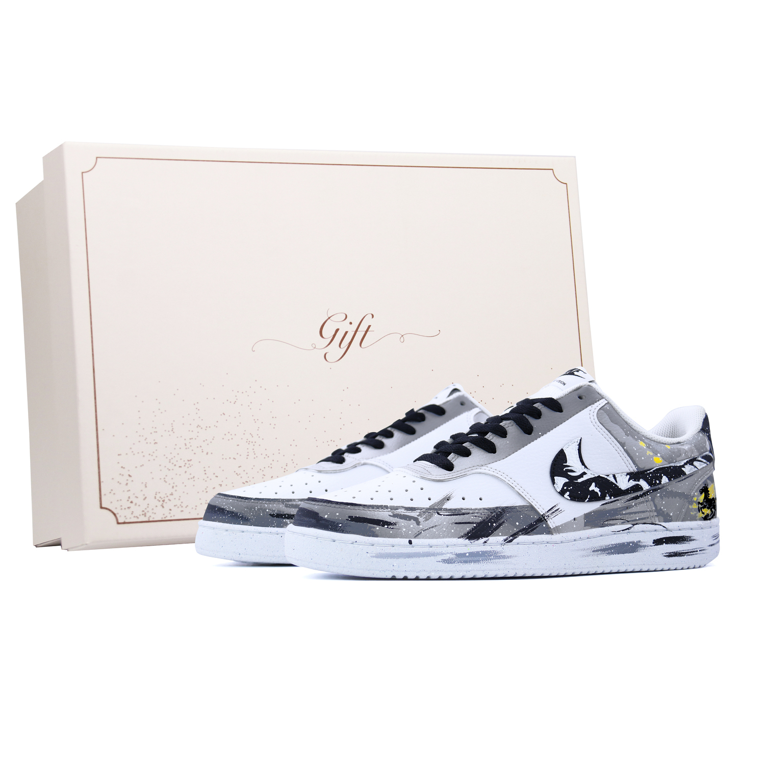 

Court Vision 1 Box, Swift And Bold, устойчивые к истиранию кожаные дышащие низкие кроссовки для скейтбординга мужские Nike, серый