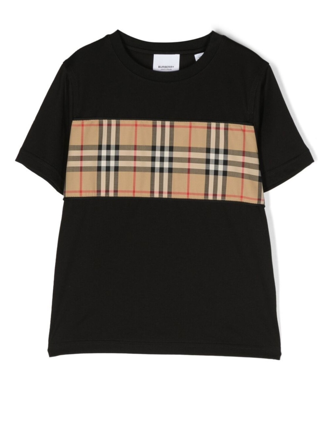 

Burberry Kids футболка со вставкой в клетку Vintage Check, черный