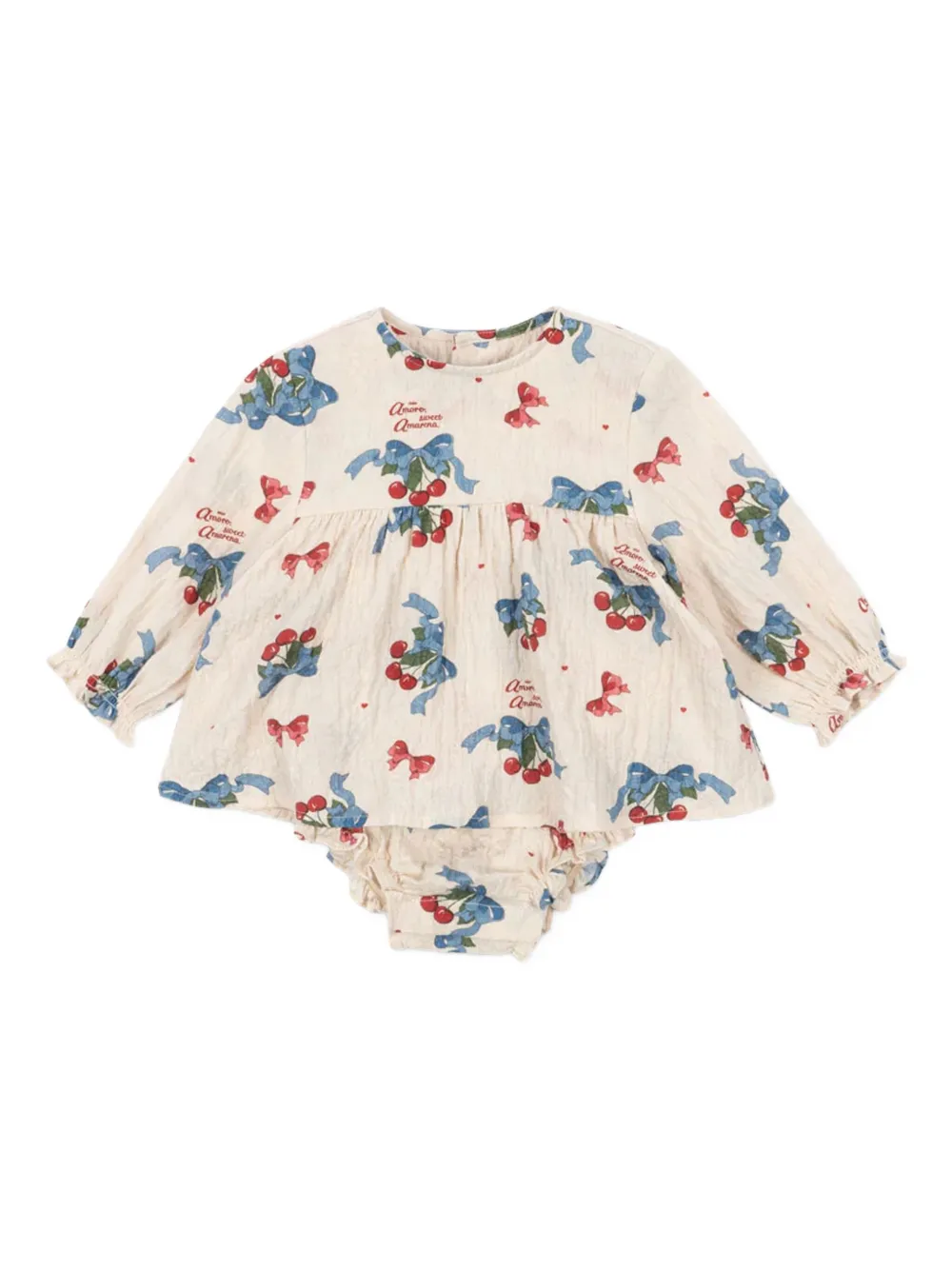 

Комбинезон с принтом вишен и бантом Konges Sløjd, нейтральный