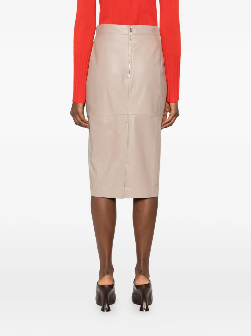 Юбка из многослойной ягнячьей кожи MAX MARA, нейтральный — фото 4