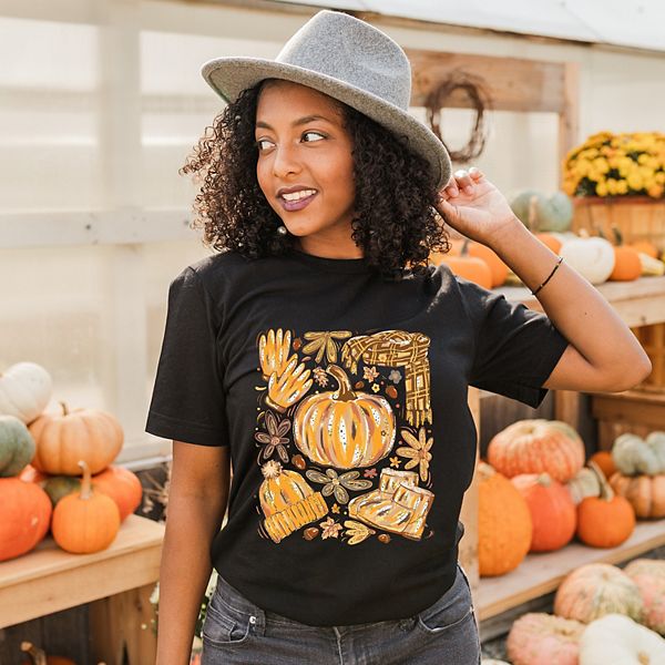 

Футболка с коротким рукавом Fall pumpkin collage glitter Simply Sage Market, Black