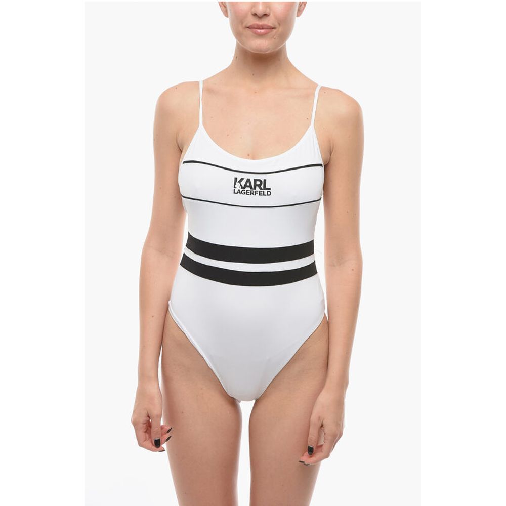 

Двухцветный слитный купальник с напечатанным логотипом Karl Lagerfeld, Black and White