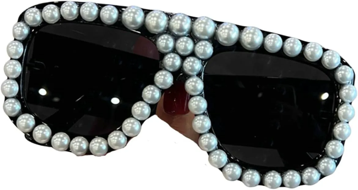 

Солнцезащитные очки Melrose Pearl Decoration Square для женщин, модные винтажные солнцезащитные очки для летних мероприятий на открытом воздухе, модель 8009, Black