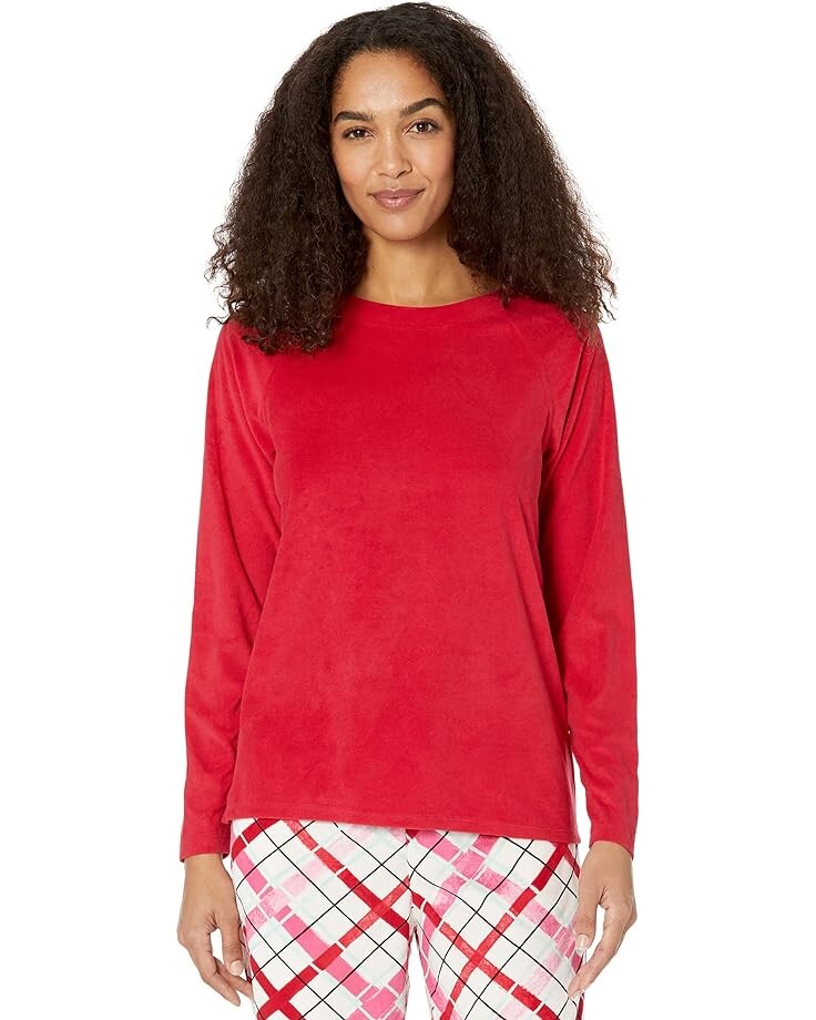 Пижамный комплект HUE Hazy Plaid Super Soft Fleece Pajama Set, цвет Cupid