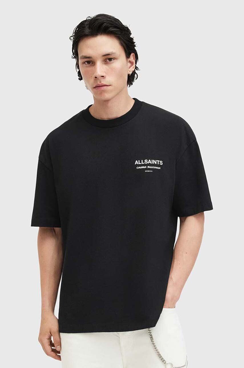 

Хлопковая футболка AllSaints SANCTUM SS CREW, черный